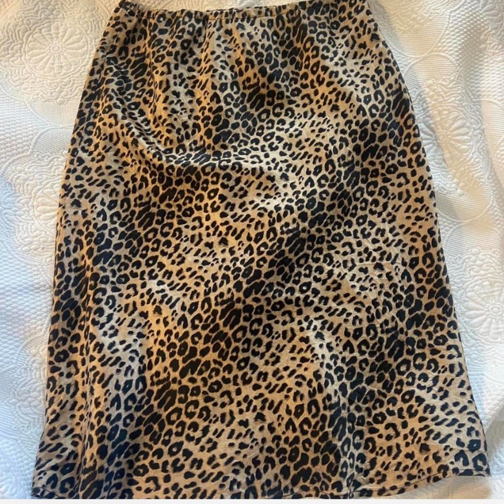 Vintage Silk Leopard Print Skirt